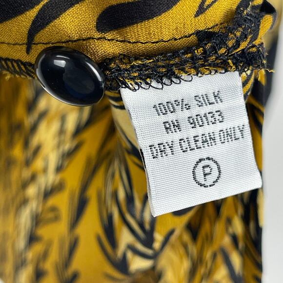 Bob Mackey Wearable Art Long Sleeve Button Up Vine Print Silk Blouse Women's 1X - Picture 7 of 10